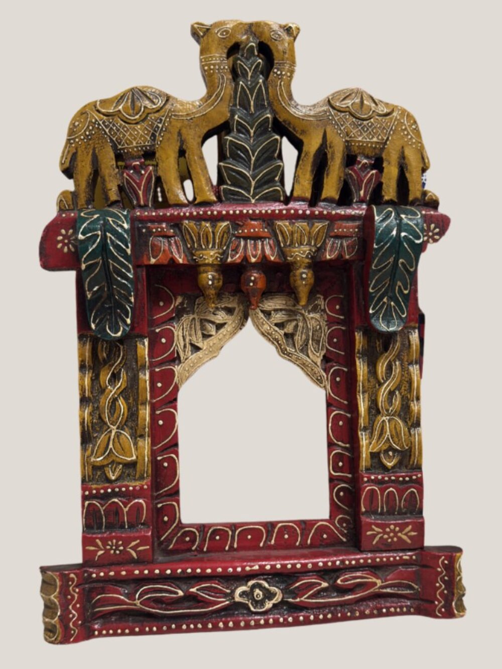 Traditional Indian Hand Carved Wood Jharokha Wall Art Hanging Frame Bohemian